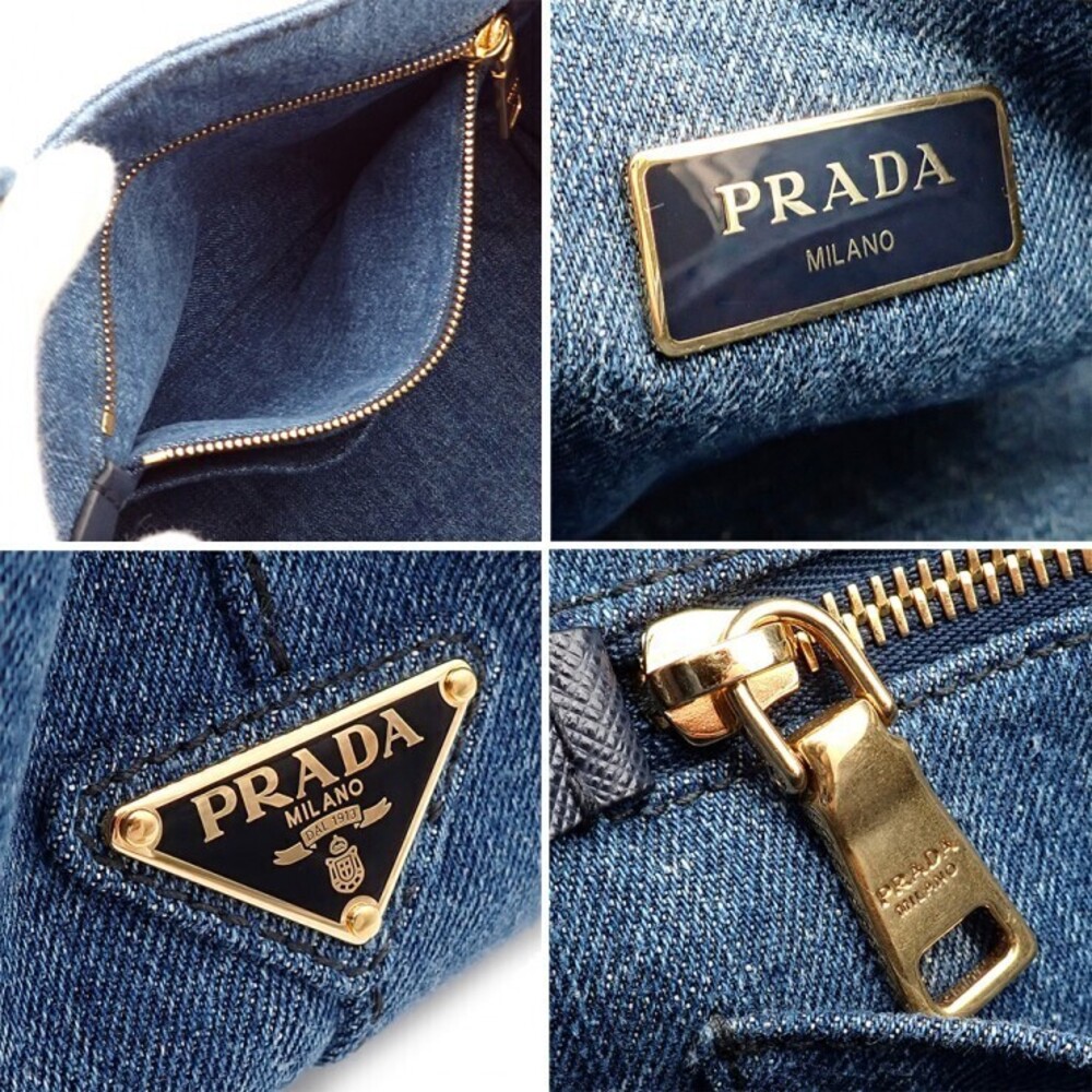 PRADA Canapa bag handbag shoulder denim blue - Picture 8 of 10